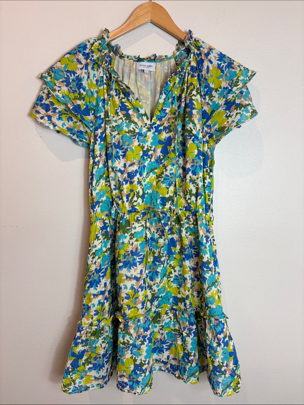 Olivia James 100% Cotton Floral V-Neck Mini Dress